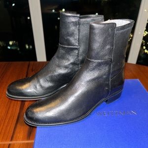 Brand New Stuart Weitzman Black Leather Ankle Boots